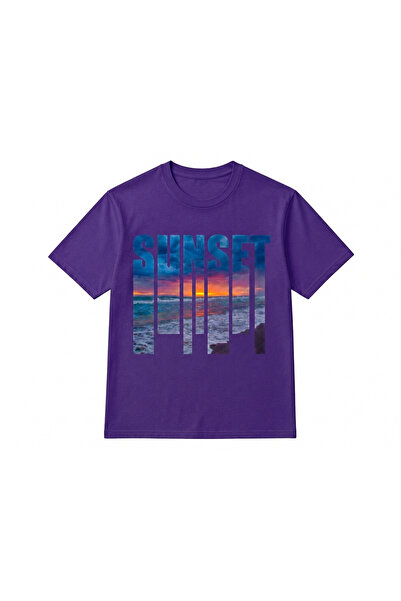 VODEXA Unisex Oversize T-Shirt Sunset 1 Printed 100% Cotton T-Shirt Comfortab...