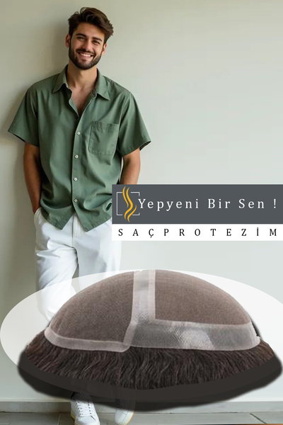 SP sacprotezim yepyeni bir sen Protez Saç Qa8 - 6x10 PLUS - Renk 1b( Koyu Kes...