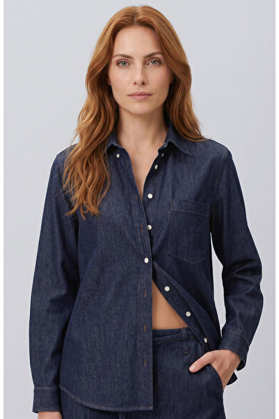 Network Lacivert Tencel Denim Gömlek