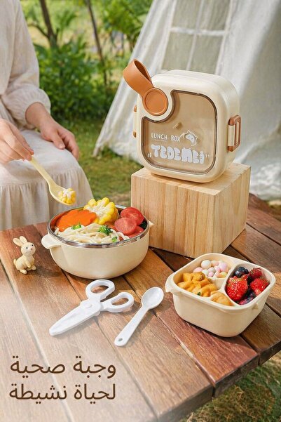 Generic 1 Stainless Steel Leakproof Bento Lunch Box 3 Compartment Microwave D...