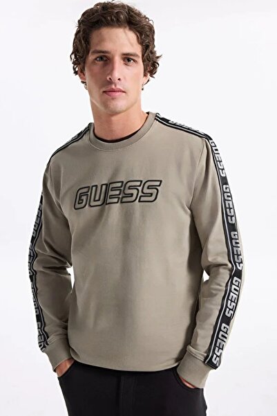 Guess Bisiklet Yaka Haki Erkek Sweatshırt Z4GQ24K6ZS1-G9D5 Arlo Erkek Aktif
