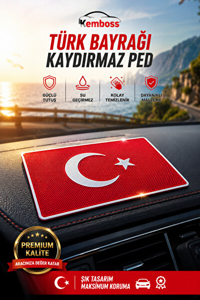 KEMBOSS Turkish Flag Anti-Slip Pad for Dashboard Phone Glasses Key Holder
