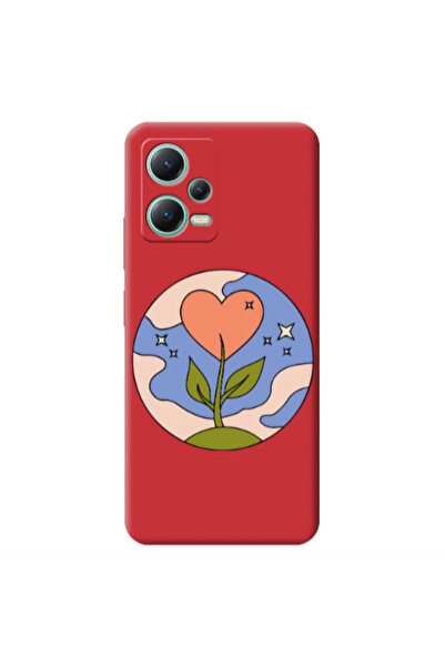 Other Xiaomi Redmi Note 12 Pro 5G Hearted Flower Red Colored Silicone TPU Θήκη
