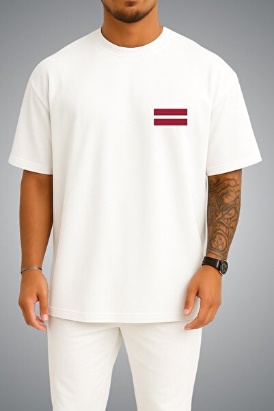 Bahriyeli Collection Oversize Latvia Flag Pocket Printed Unisex T-Shirt