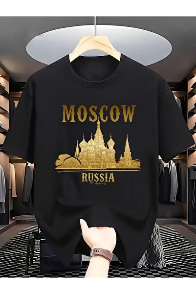 212Wear قميص رجالي بتصميم موسكو، روسيا، مع طباعة كاتدرائية القديس باسيل والكر...