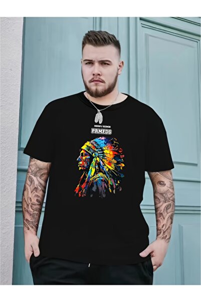 212Wear تي شيرت أنيق برقبة دائرية بنمط رجل قبلي مع ريش، مناسب للصيف والأنشطة ...