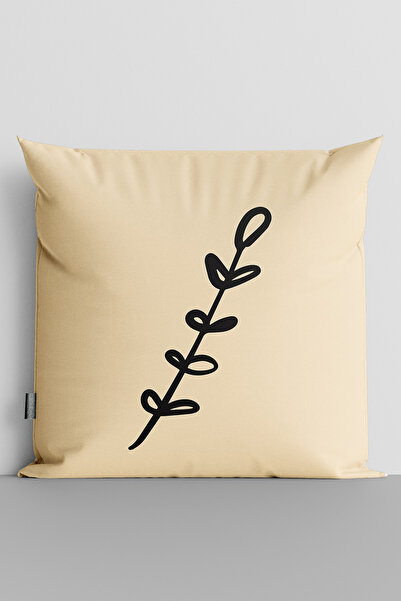 TicaretJet Black Tree Branch Leaves Double Sided Digital Printed Throw Pillow...