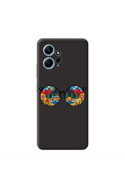 Other Xiaomi Redmi Note 12 4G Round Glasses Black Colored Silicone TPU Θήκη