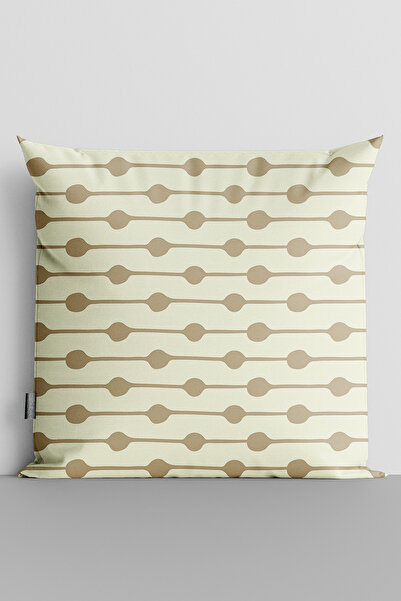 TicaretJet Horizontal Lines and Dots Double Sided Digital Printed Throw Pillo...