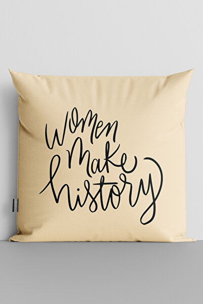 TicaretJet Women Make History Written Double Sided Digital Printed Throw Pill...