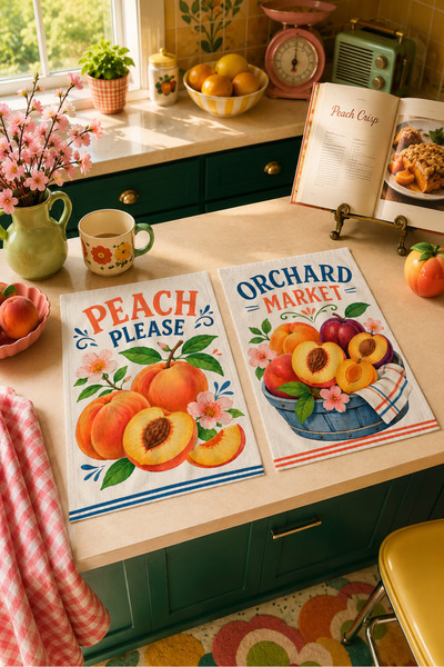 milroma Peach Please Orchard Market Peach Fruit Pattern Retro Modern Stylish ...