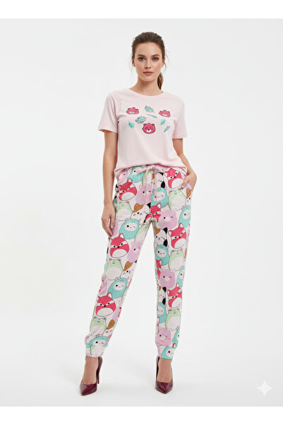 RIZQE Rizqé Women's Cartoon Print T-Shirt & Pyjama Pant Set | Lycra Night Suit