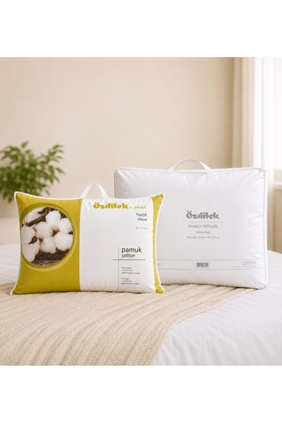 Özdilek Natural 1 Piece Cotton Quilt + 1 Piece Cotton Pillow (Single Set)