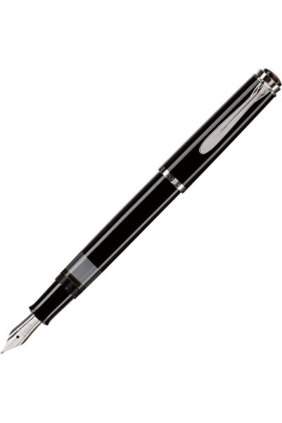 Pelikan قلم حبر كلاسيكي أسود M205 في علبة هدايا فضية، ريشة متوسطة، مجموعة واح...