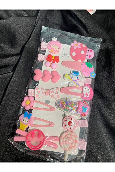 Genel Markalar Pembe tema karışık figürlü çocuk set toka