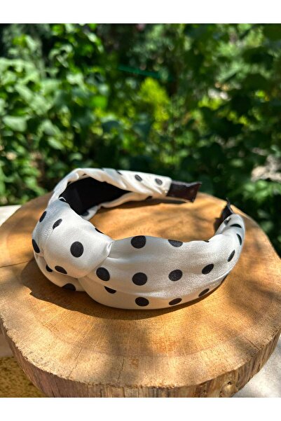 ByMerve Women's Black and White Polka Dot Vintage Hair Crown Accessory