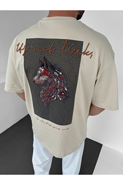 NO1 KONSEPT Oversize Premium Wolf Embroidered T-Shirt