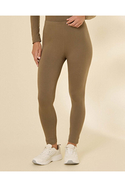 REDTAG Women Olive Solid Leggings