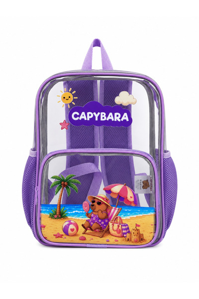 capybara Lisanslı Şeffaf Çocuk Çantası - Hafif ve Dayanıklı şeffaf Sırt Çanta...