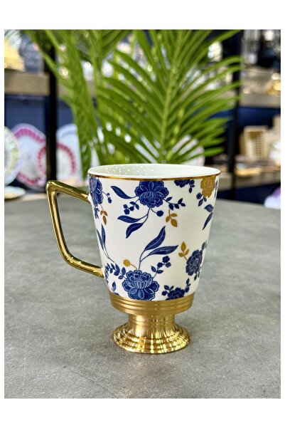 Doğudeko Porcelain Luxury 200 ml Mug with Metal Stand