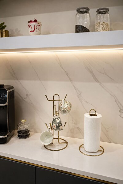 Edora Home مجموعة من قطعتين من حامل الأكواب العمودي ذو 6 أقسام باللون الذهبي ...