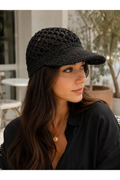 CSR AKSESUAR Handmade Mesh Sparkling Knitted Summer Visor Hat - Bohemian Croc...