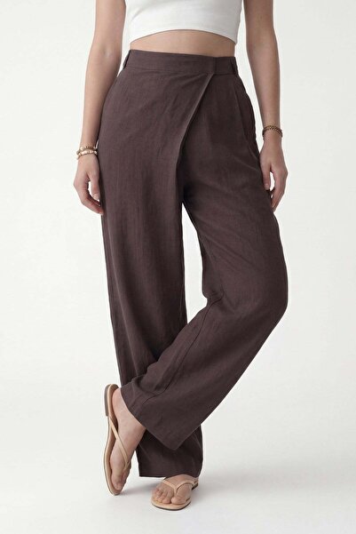 Antioch Dark Brown Lyocell Blended Pareo Pants