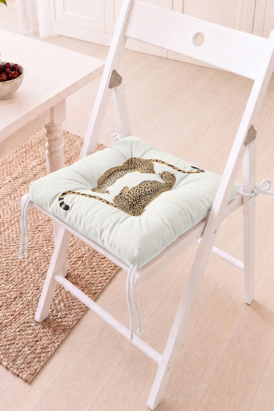 Home Leopar Figürlü Pofidik Sandalye Minderi - Doğal ve Eğlenceli Dekoratif T...