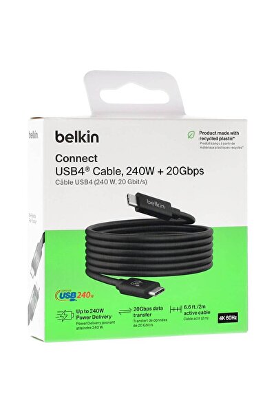 Belkin كابل USB-C إلى USB-C، بطول 2 متر، 240 واط، أسود اللون