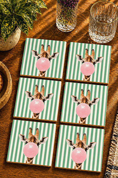 JHAAR Giraffe Design Modern Set of 6 Coasters - Uv Printing Mdf - 10X10 cm
