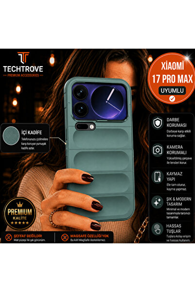 TechTrove Mi 17 Pro Max Kılıf İçi Kadife Kamera Korumalı Darbe Korumalı Silik...