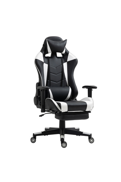 ArteLibre Καρέκλα Γραφείου Gaming SLIGO Λευκό/Μαύρο PVC 70x55x122-131εκ.