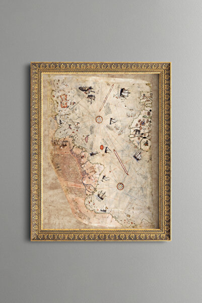 epiqart Piri Reis World Map - Vintage Patterned Painting - Fine Model