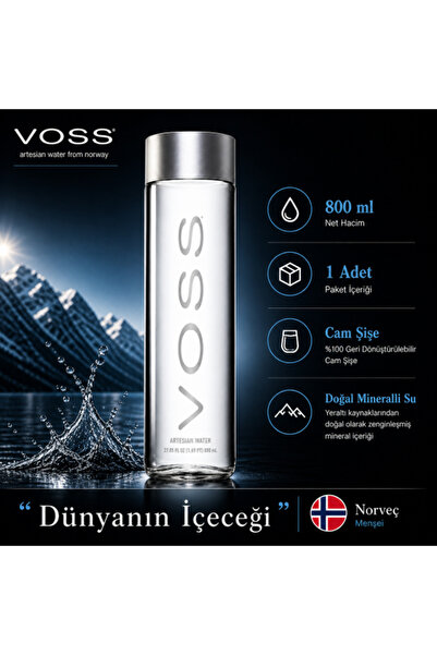voss DOĞAL MİNERALLİ SU (STİLL) 800 ML CAM *1'Lİ