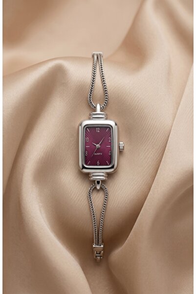 KLISHE Butik Women's Steel Watch Silver Color & Claret Red Dial Old Money Vin...