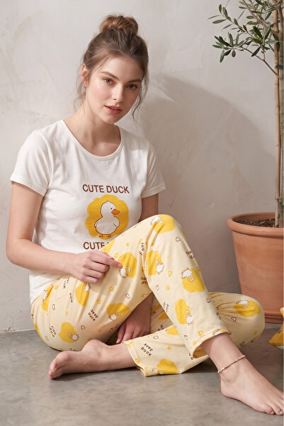 Farya Home Short Sleeve Patterned Summer Women's Pajama Set