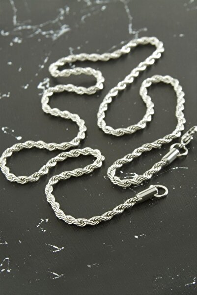 ZERO LAND Spt-Gld Twisted Chain Steel Necklace 55 cm - (230959) Silver Color