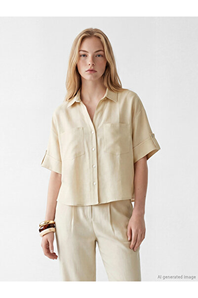 LC Waikiki Rmz Gi̇yi̇m Farkiyla Linen Blend Women's Shirt