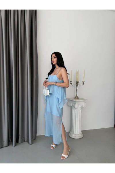 timagna Women's Dress Oversize Adjustable Strap Tulle Short Lined Modal Dress