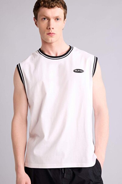 DeFacto 100% Cotton Oversize Printed White Undershirt G5631Ax26Sm