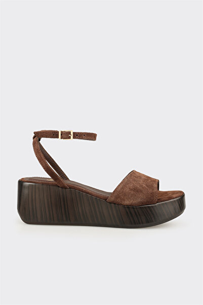 Elle Shoes Kahve Deri Kadın Sandalet