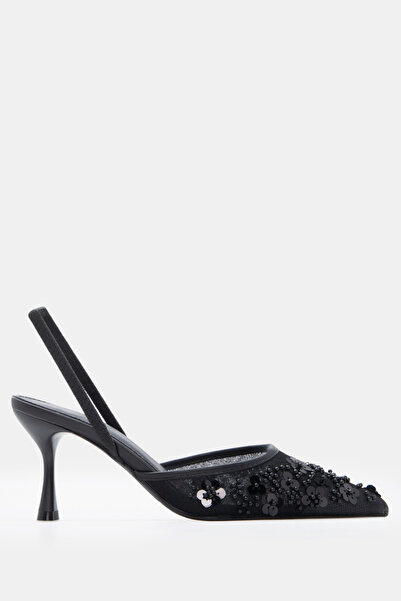 Luigi Γόβες slingback με μυτερή μύτη και διακοσμητική λεπτομέρεια - Μαύρο - 40
