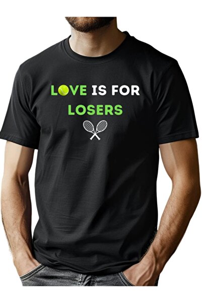 212Wear [تي شيرت بتصميم جرافيك] تي شيرت رجالي أسود بتصميم 'LOVE IS LOSERS'، ي...