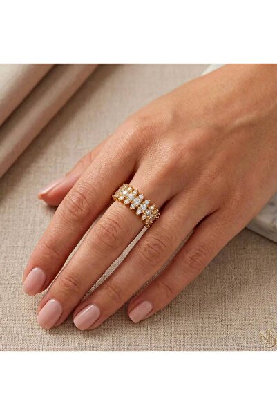 Mervişim Aksesuar Zircon Stone Women's Full Round Single Stone Ring