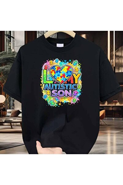 12 Teknoloji Love Puzzle Heart Men's TShirt Colorful Autism Awareness Pattern...