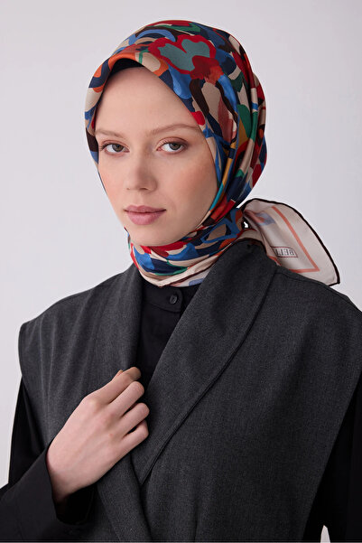 Belli Twill Silk Patterned Scarf 4312D 85-Light Mink-Multicolor