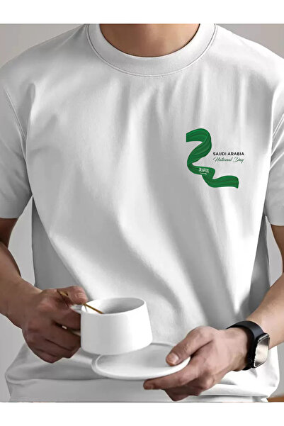 SAUDI Men and Women's 100% Cotton T-Shirt - Oversized Crew Neck Short Sleeve ...
