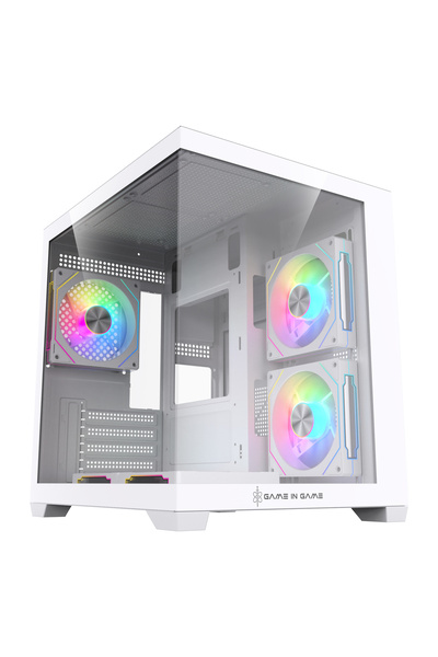 GAME IN GAME Cool Beyaz 5x12cm Argb Fanlı M.atx Gaming Akvaryum Kasa