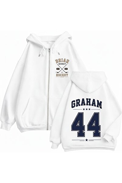 Vordevia Off Campus Briar Hockey 44 Graham Printed 3 Thread Zipper Cardigan E...