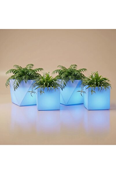 MYASEM STORE Kit 2 Medium Triangular and 2 Medium Square Basins with Rgb Ligh...